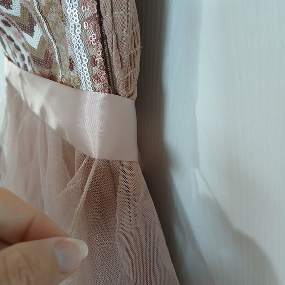 Deb Plus Dress Sequin Asymetrical  Lace Party HOCO Wedding Quince Size 16 - Picture 4 of 11